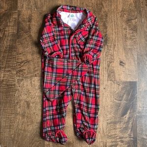 Little Me red plaid outfit and hat 6M EUC
